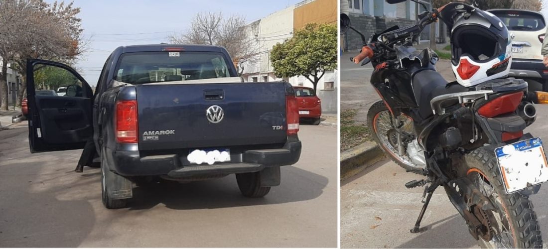 Accidente de tránsito entre una camioneta y una moto: solo daños materiales