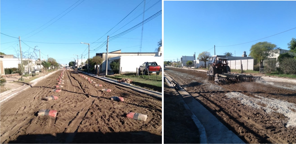 La obra pública no se detiene en Del Campillo: colocan adoquines en calle Sarmiento