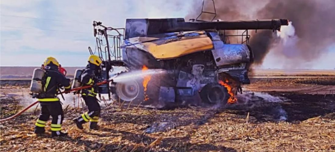 Un incendio destruyó casi por completa una máquina agrícola en zona rural
