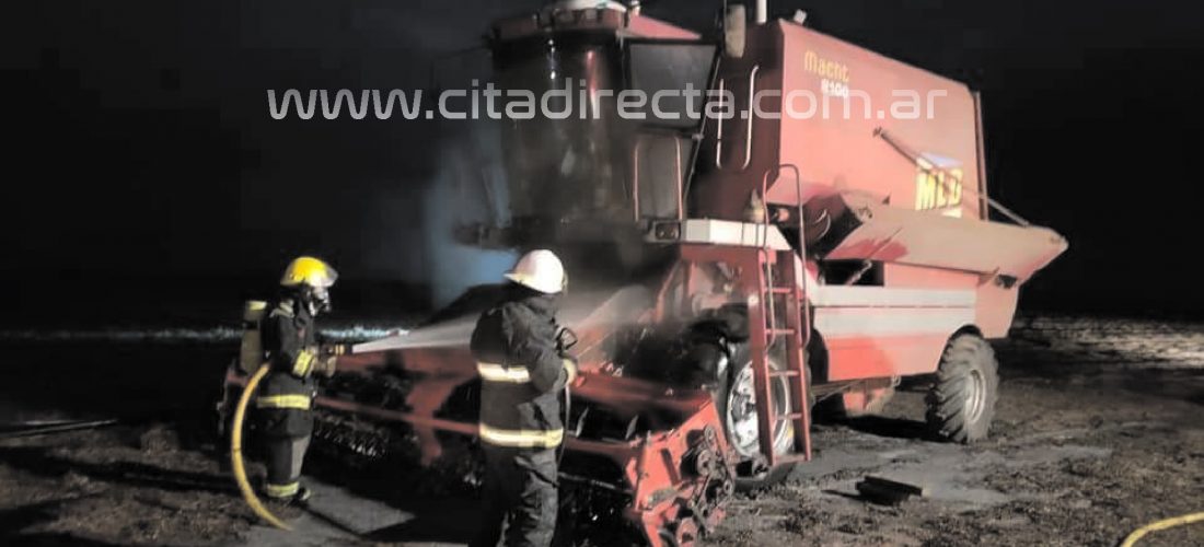 Se incendió una cosechadora de maní cerca de Serrano