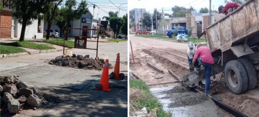 Serrano: el municipio avanza en obras de cordón cuneta y bacheo de calles