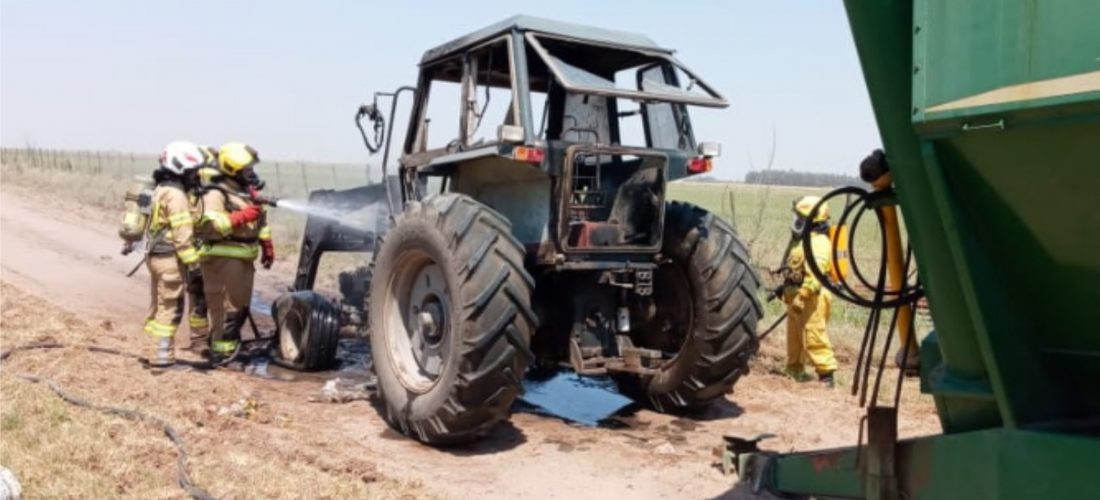 Tractor se incendió en cercanías de Jovita: solo hubo daños materiales